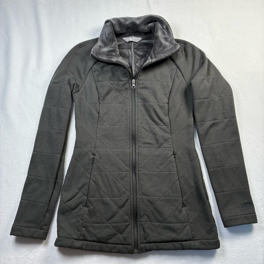 The North Face Jacket Womens XS Gray Caroluna Quilted Fleece Lined Full Zip